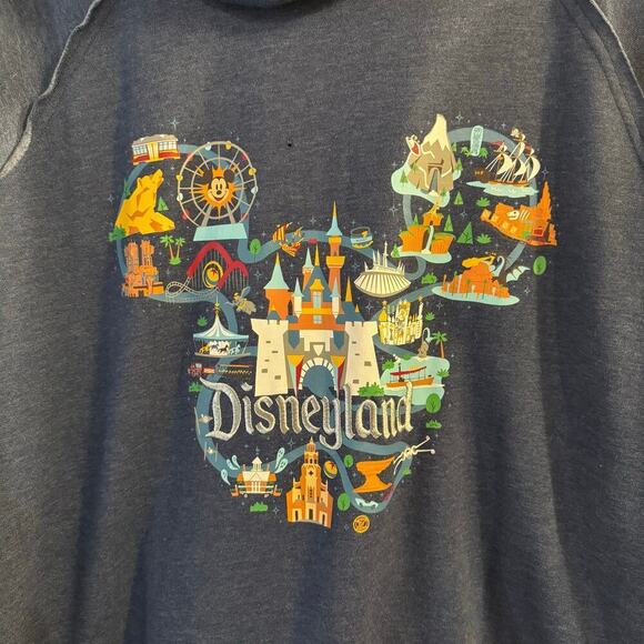 Disney World Parks Map Full Zip Up Hoodie Size 2X Blue Mickey Mouse Hidden - Picture 6 of 9